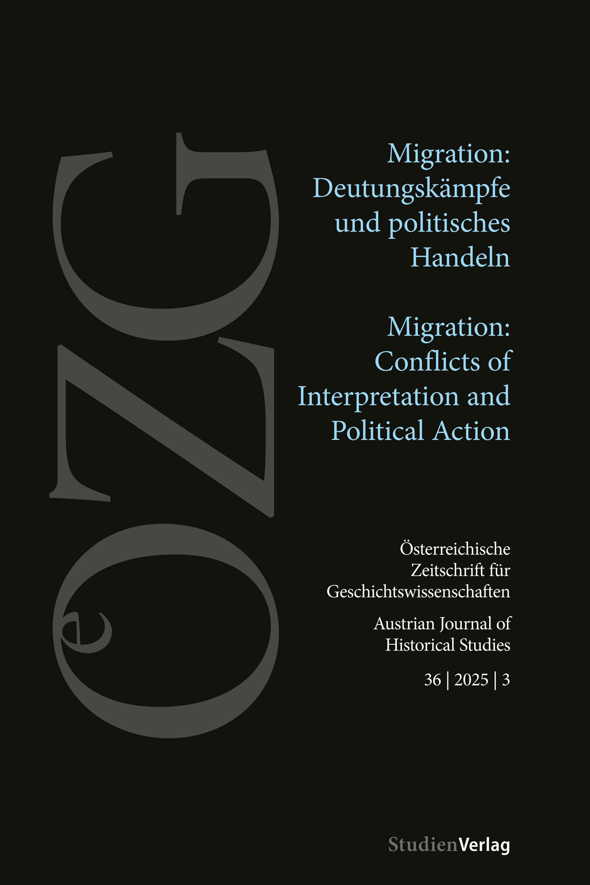 Cover Broschur Österreichische Zeitschrift für Geschichtswissenschaften 36/3/2025